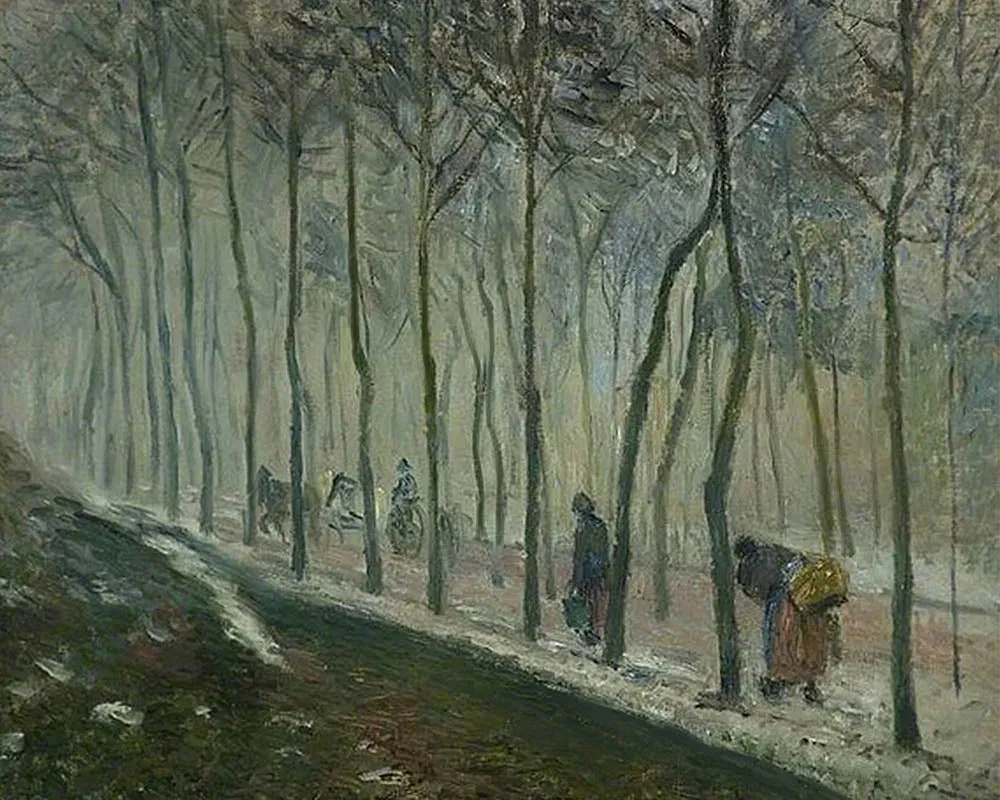 Broderie diamant La route, effet de neige, 1879 - Pissarro