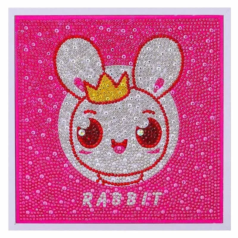 Cadre photo broderie diamant - Lapin pour enfants 20x20 cm