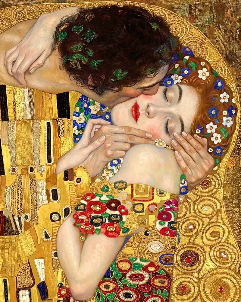 Broderie diamant Le Baiser - Réinterprété
