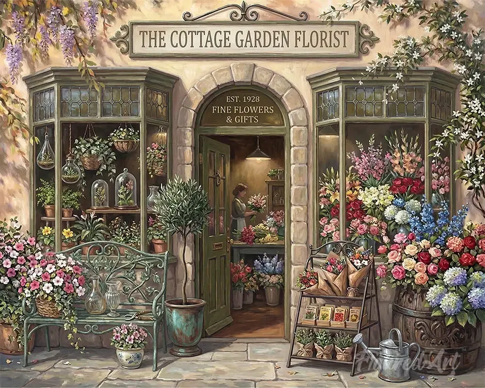 Broderie diamant Le Jardin de la Fleuriste du Cottage
