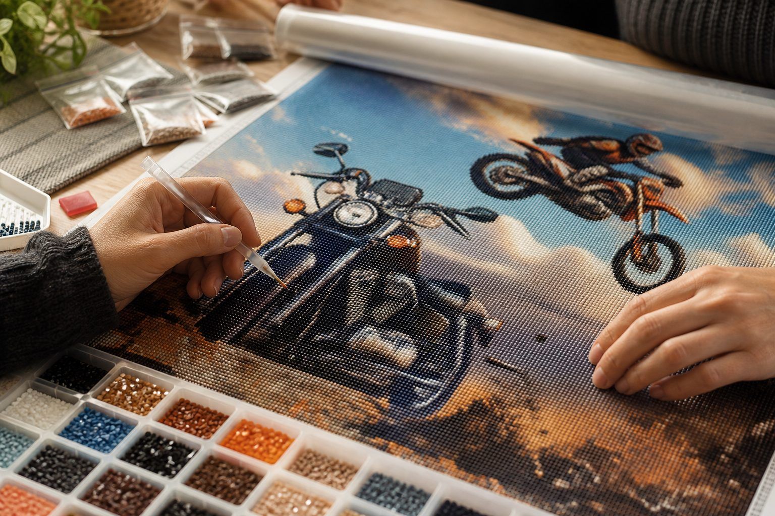 Broderie diamant moto cross et Harley Davidson : préparer et poser les diamants