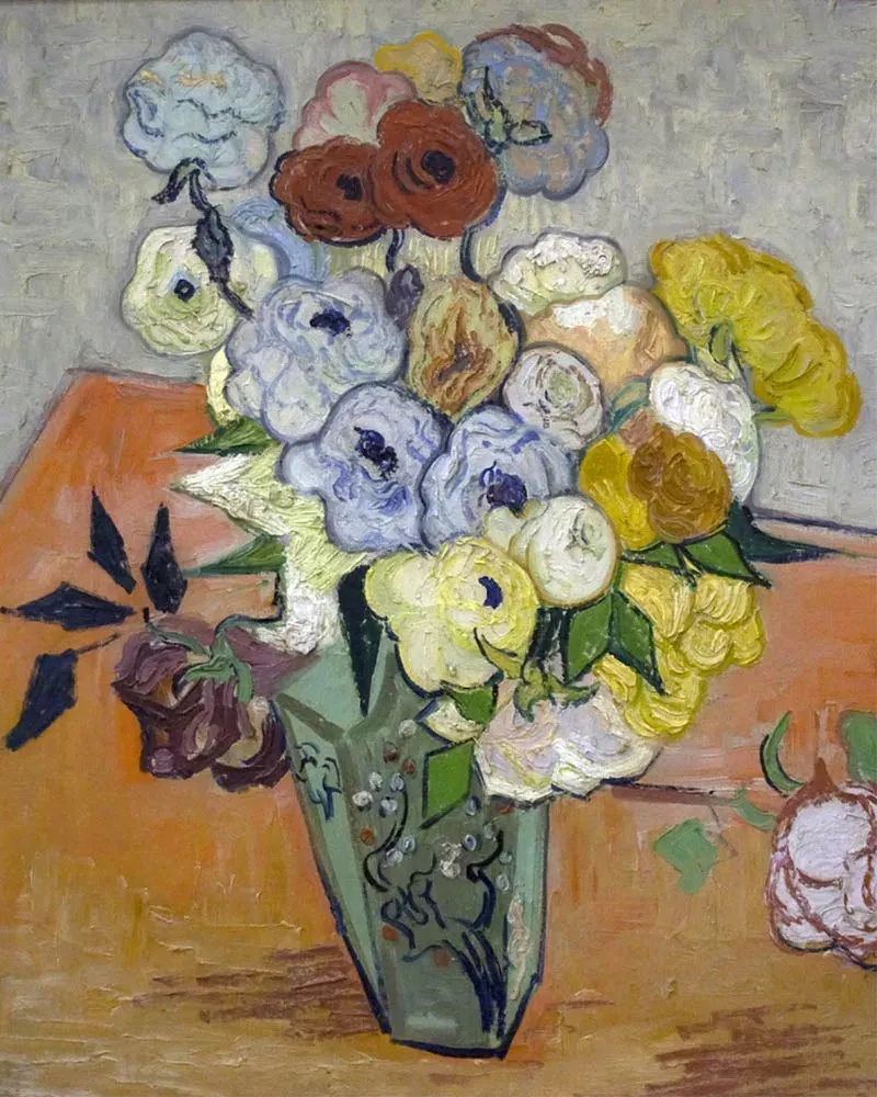 Broderie diamant Nature morte : vase avec roses et anémones - Van Gogh