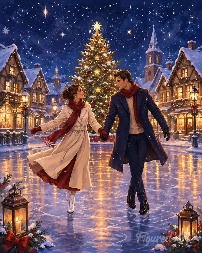 Broderie diamant Noël romantique
