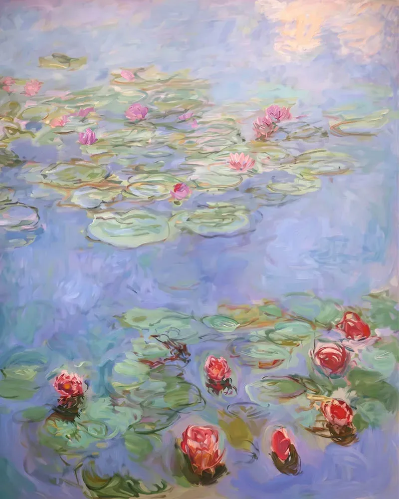 Broderie diamant Nymphéas rouges - Monet