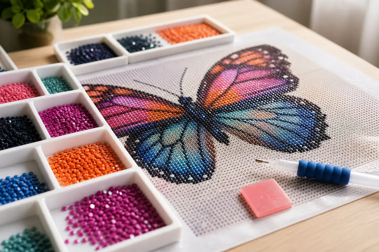 Un diamond painting Papillon révèle sa beauté avec les bons gestes