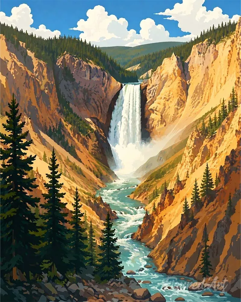Broderie diamant Parc national de Yellowstone, Chutes inférieures - Wyoming