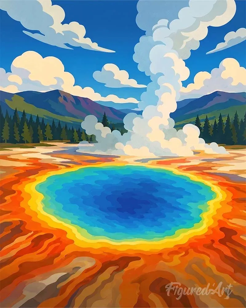 Broderie diamant Parc national de Yellowstone, Grand Prismatic Spring - Wyoming