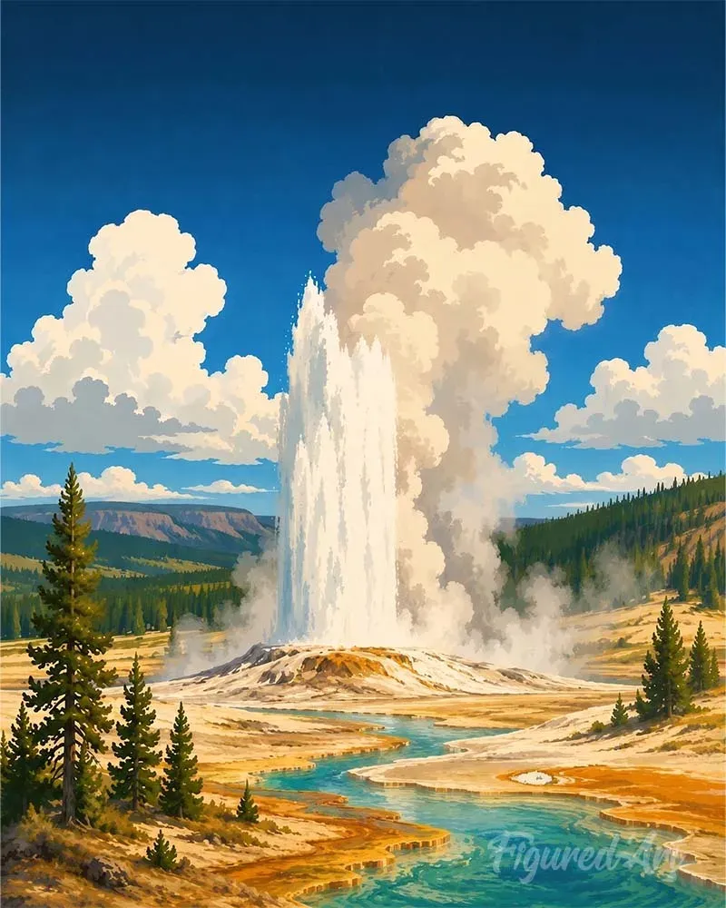 Broderie diamant Parc national de Yellowstone, Old Faithful - Wyoming