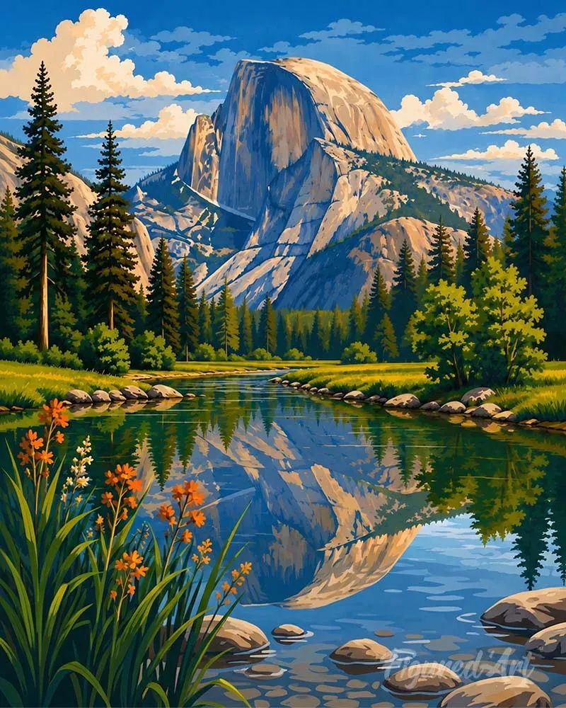 Broderie diamant Parc national de Yosemite, Half Dome - Californie