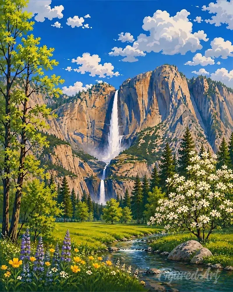 Broderie diamant Parc national de Yosemite, La chute Vernal - Californie