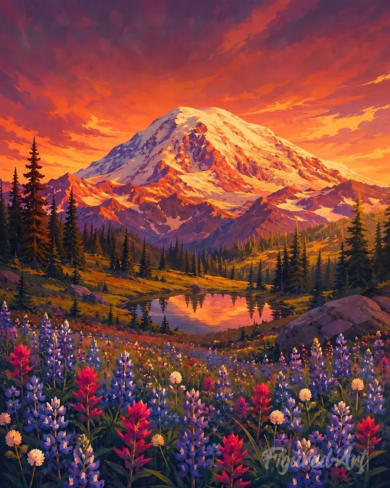 Broderie diamant Parc national du Mont Rainier - Washington