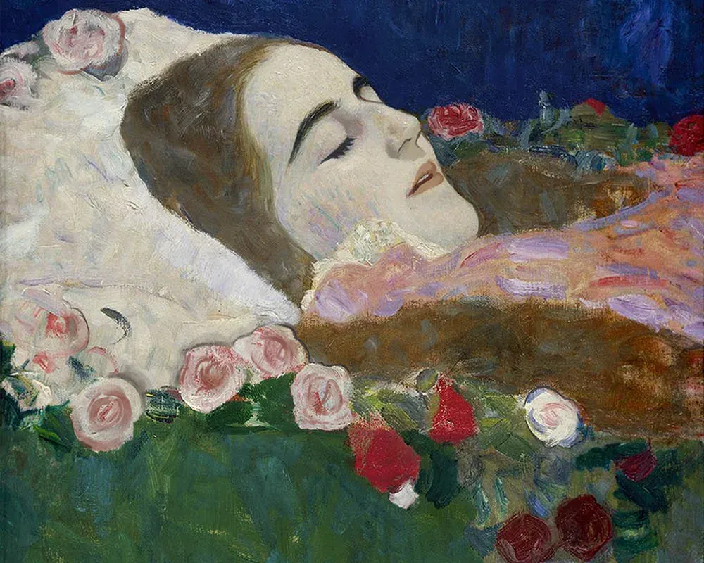 Broderie diamant Ria Munk sur son lit de mort - Klimt