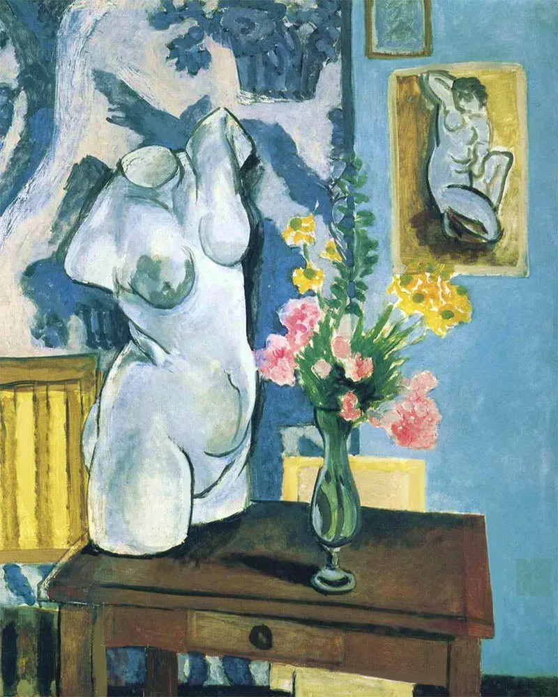 Broderie diamant Torso en plâtre avec bouquet de fleurs - Matisse