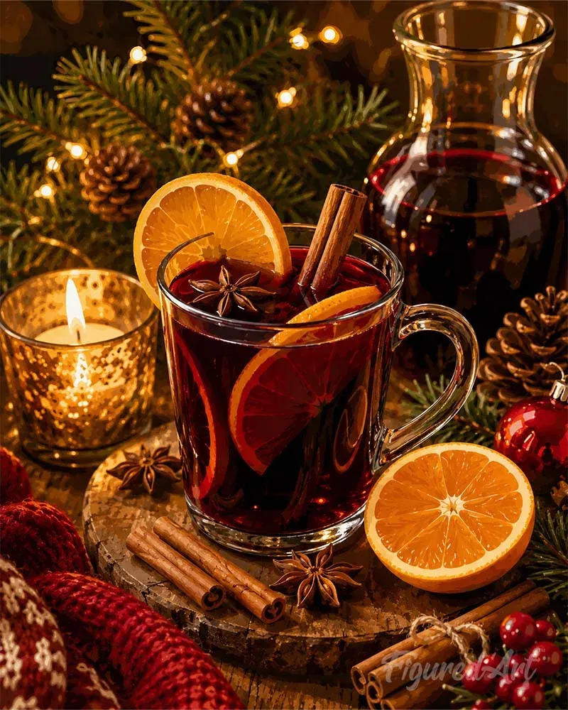 Broderie diamant Vin chaud de Noël
