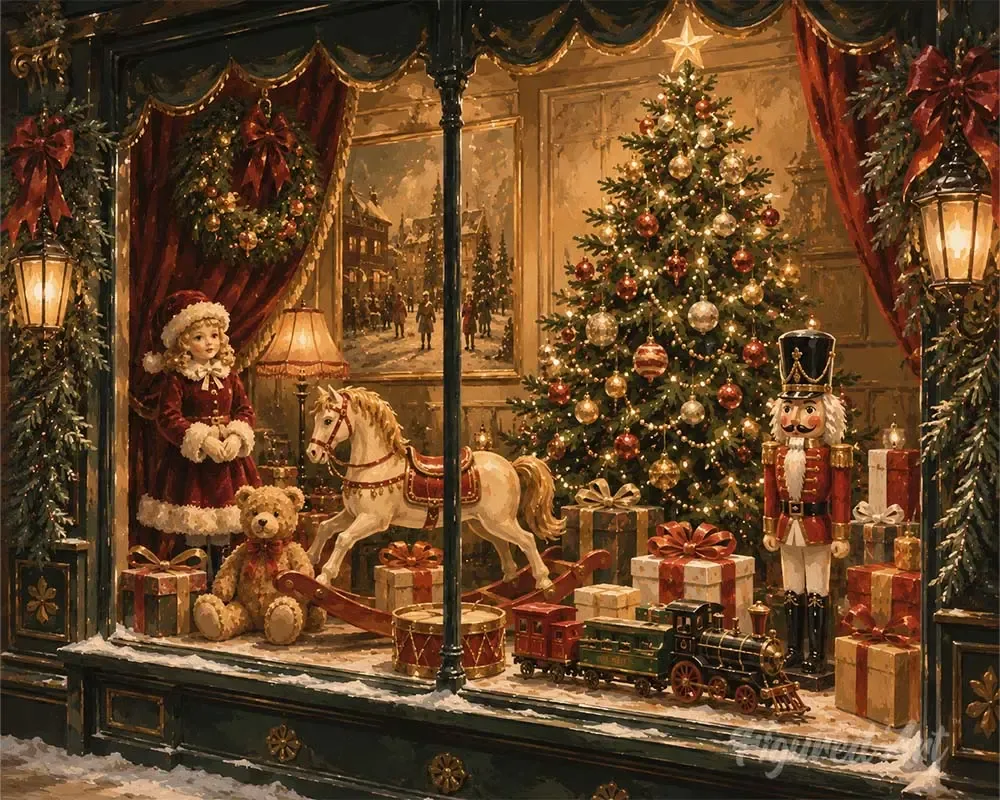 Broderie diamant Vitrine de Noël