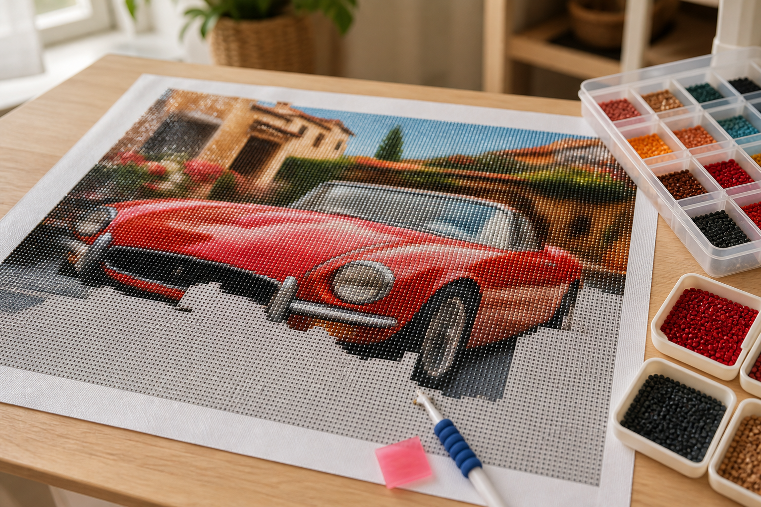 Le diamond painting voiture se choisit selon votre niveau