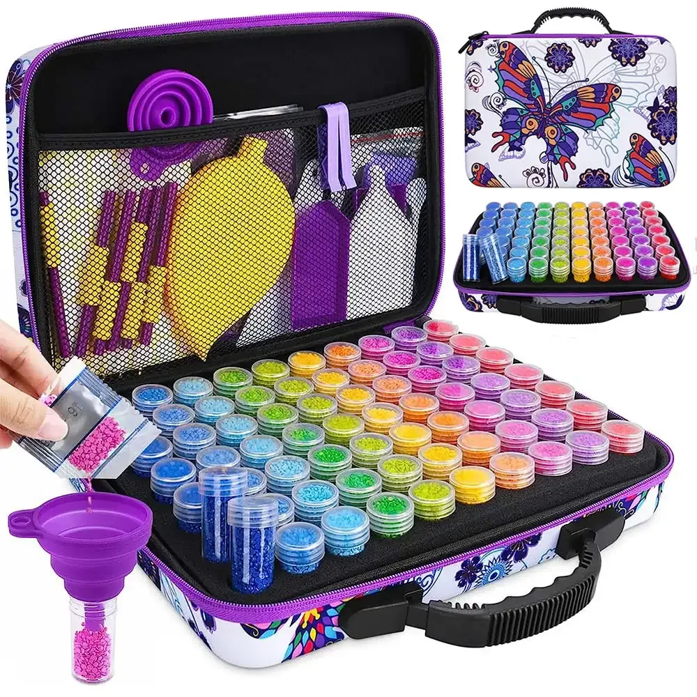 Étui de rangement Diamond Painting Papillons - 70 compartiments