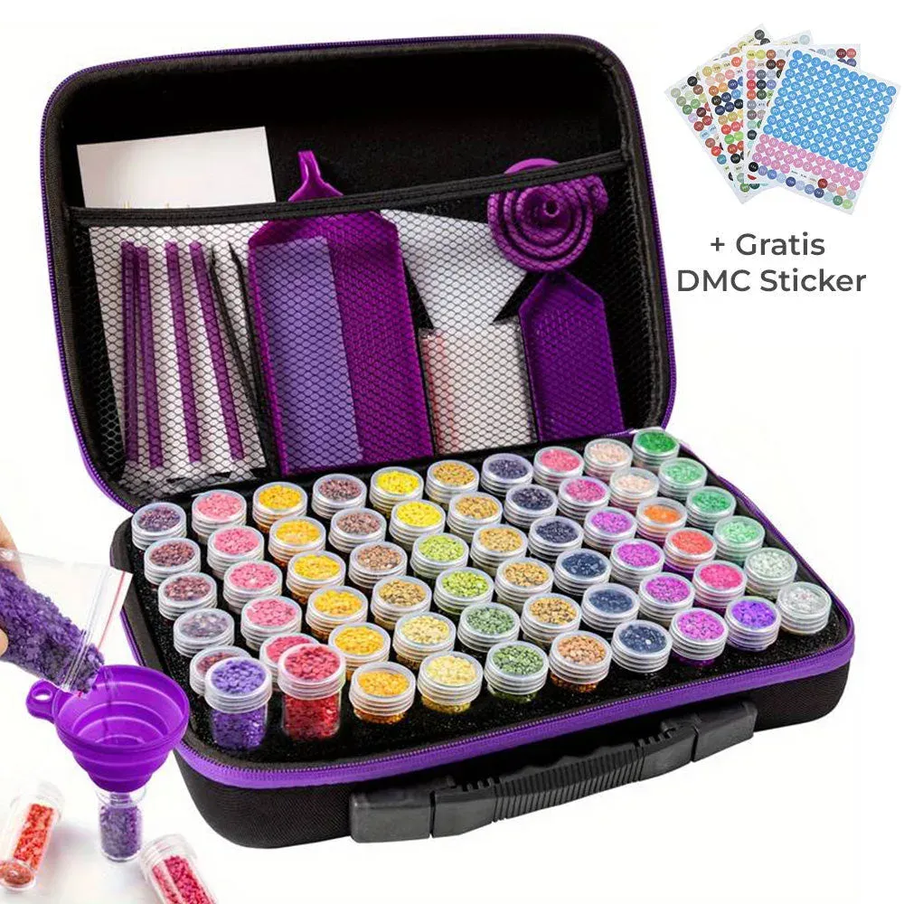Étui de rangement Violet pour diamond painting et accessoires 60 cases