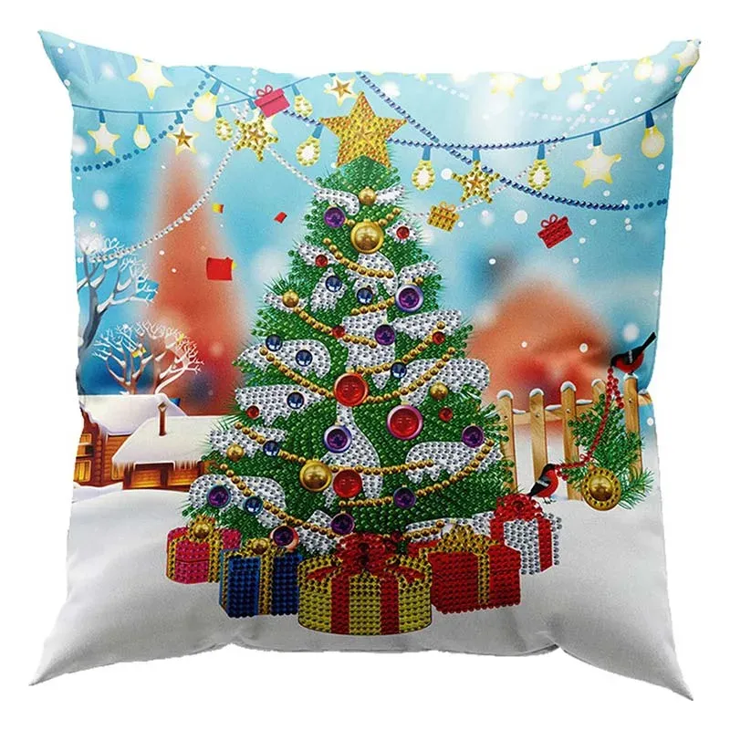 Housse de coussin Diamond Painting Sapin de Noël 30x30 cm