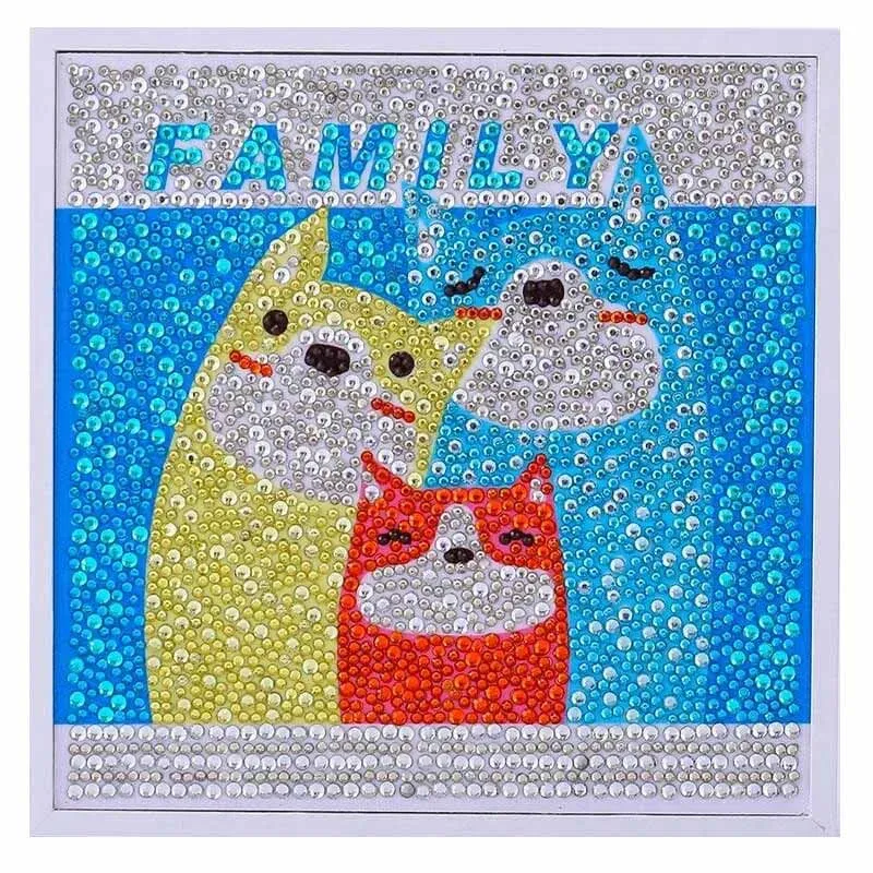 Kit broderie diamant enfant avec cadre photo 20x20 cm