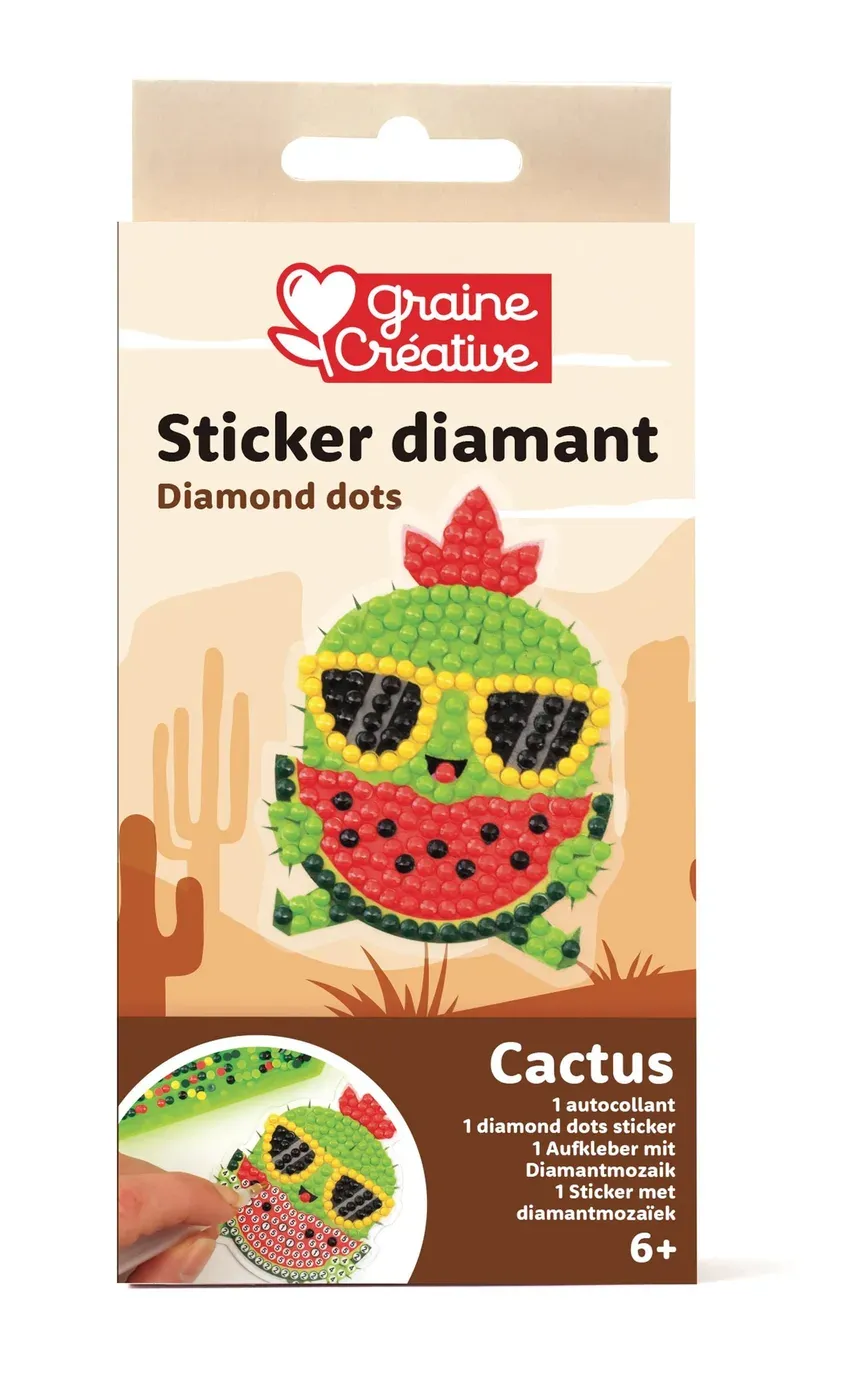 Broderie diamant Kit stickers diamant cactus, une activité créative scintillante