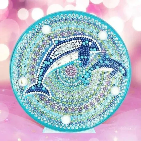 Lampe LED pour Diamond Painting - Scène de Dauphins Lumineuse