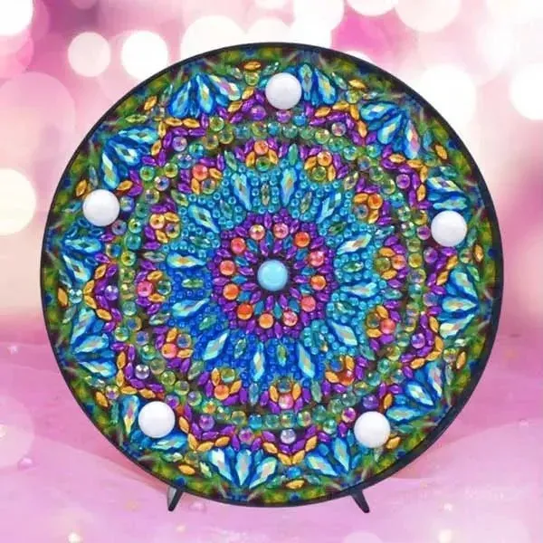 Lampe LED pour diamond painting Mandala Bleu à personnaliser