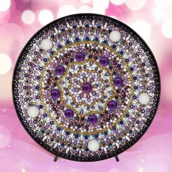 Lampe LED Diamond Painting Mandala Violet