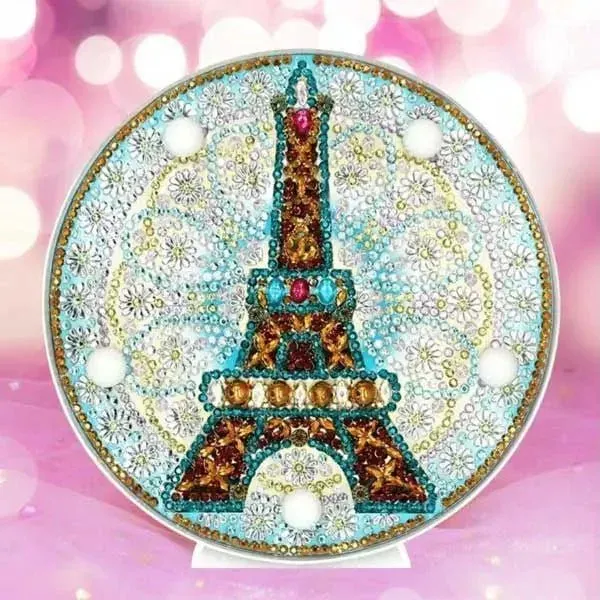 Lampe LED Diamond Painting - Tour Eiffel scintillante à broder