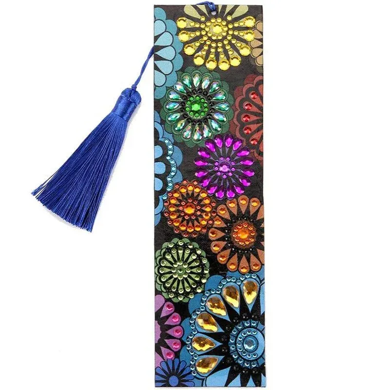 Marque-pages diamond painting Fleurs Mandala pour broderie scintillante