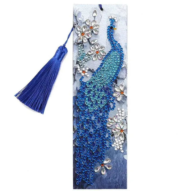 Marque-pages Diamond Painting Paon Bleu pour brodeurs minutieux