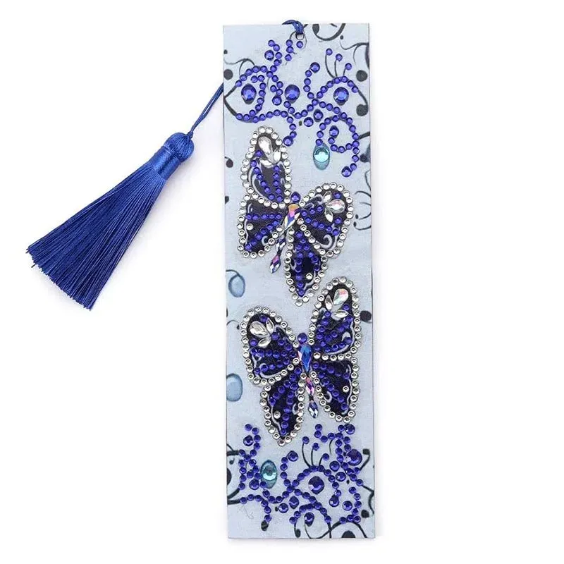 Marque-pages Diamond Painting Papillons Bleus - 21×6 cm