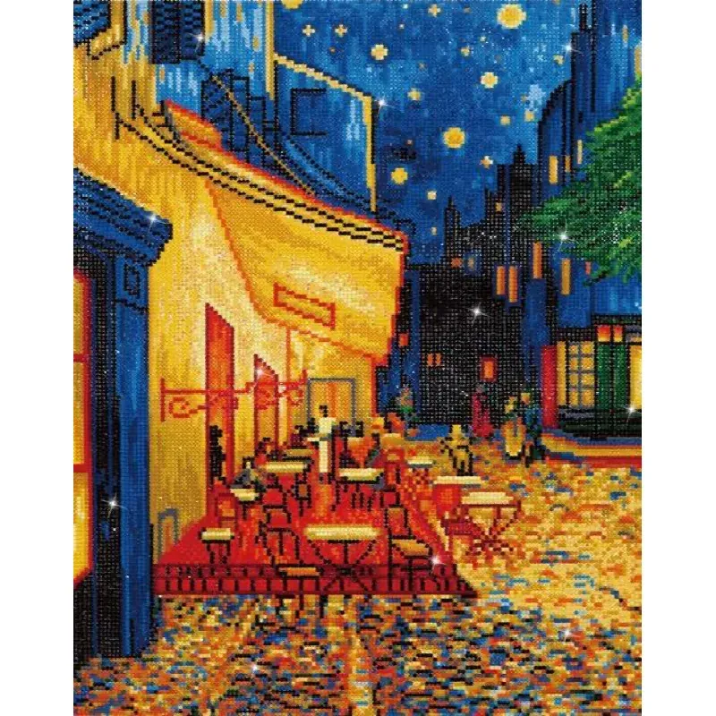 Kit broderie diamant Terrasse du café le soir, 42 x 52 cm