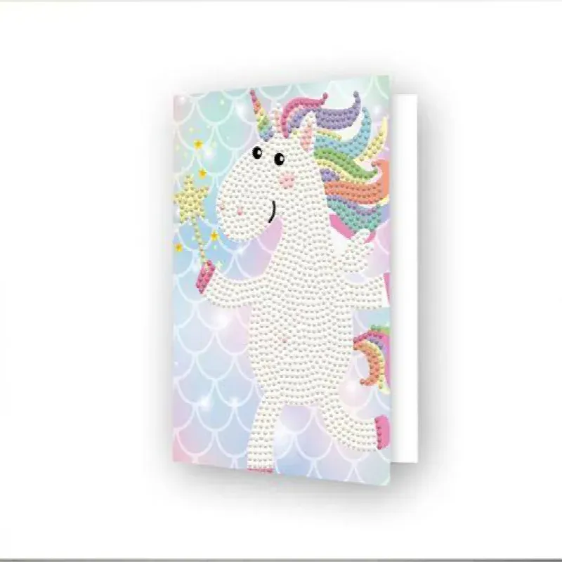 Carte de vœux broderie diamant licorne Unicorn Wish