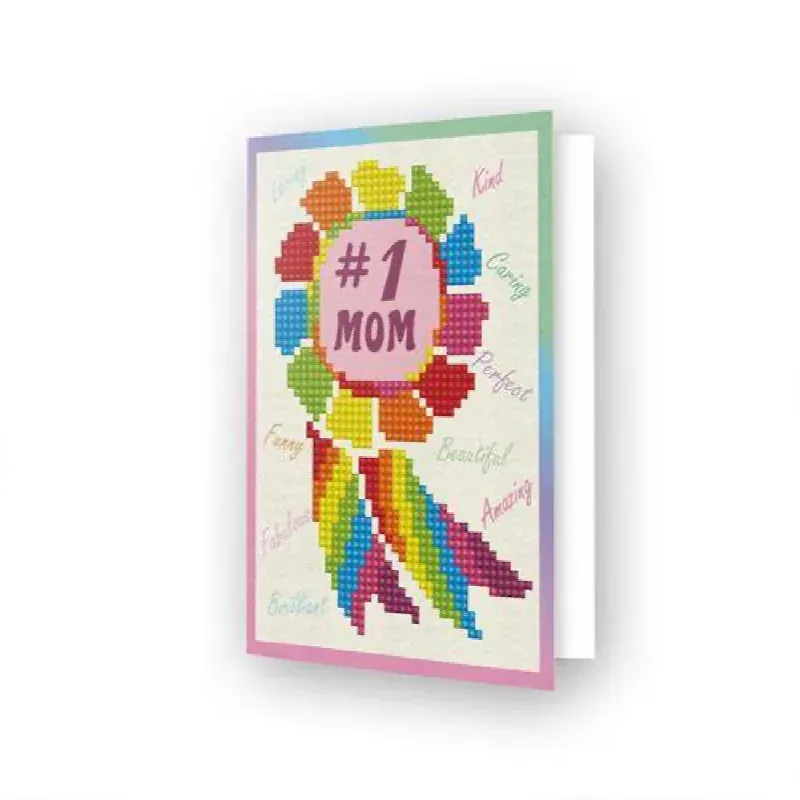 Carte de vœux broderie diamant Number One Mom