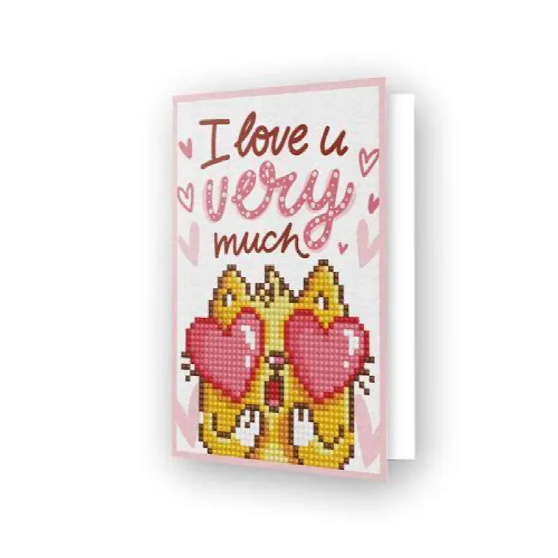 Carte de vœux Love You à décorer en broderie diamant