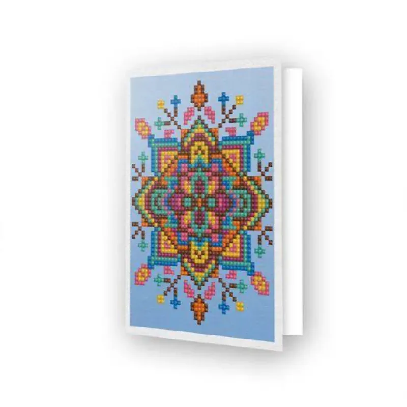 Carte de vœux broderie diamant Blue Star, 17,7 x 12,6 cm
