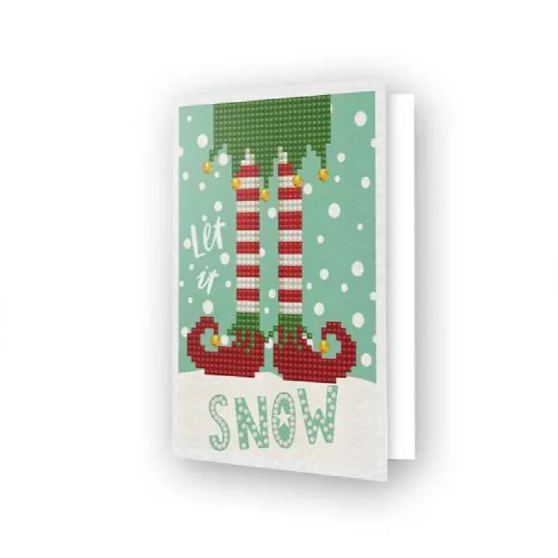 Carte de vœux broderie diamant Let it snow, 17,7 x 12,6 cm