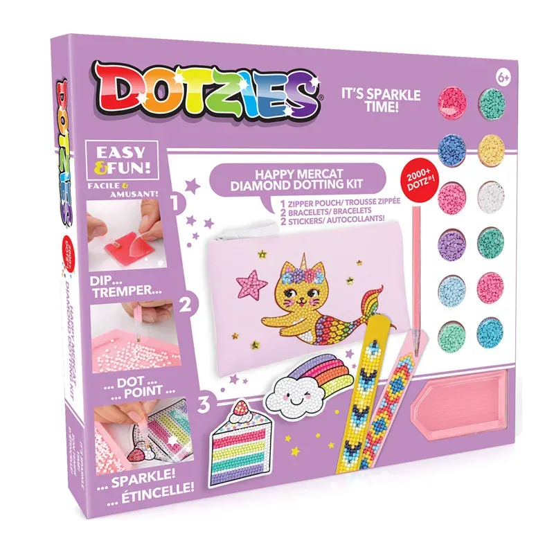 Coffret broderie diamant petit chat, 6 créations
