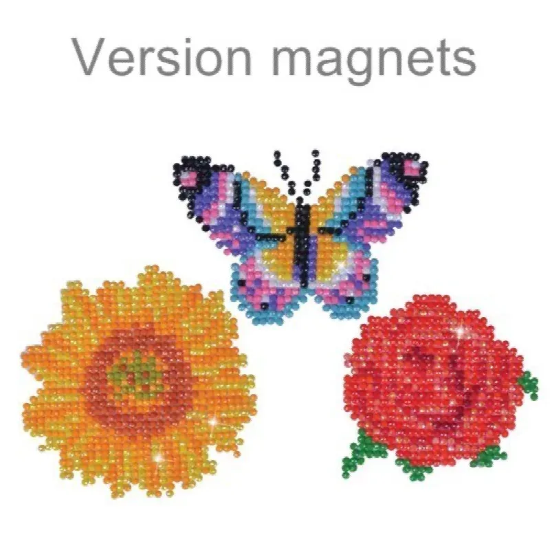 Kit broderie diamant 3 magnets fleurs et papillon