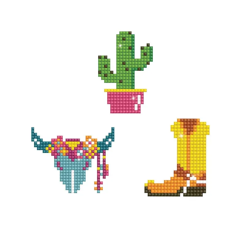 Kit broderie diamant 3 stickers Far West à décorer