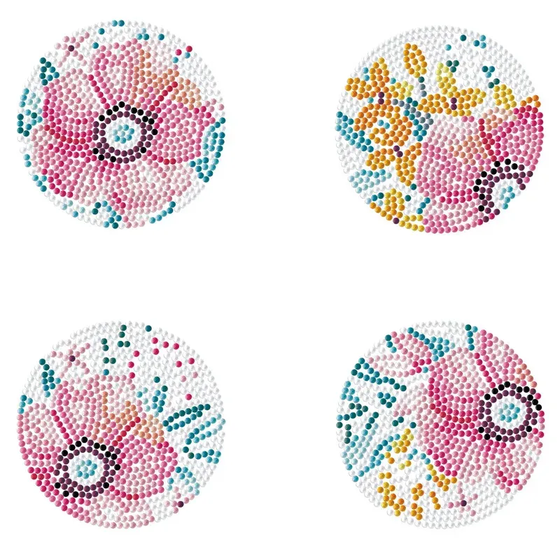 Kit broderie diamant 4 sous-verres fleurs modernes