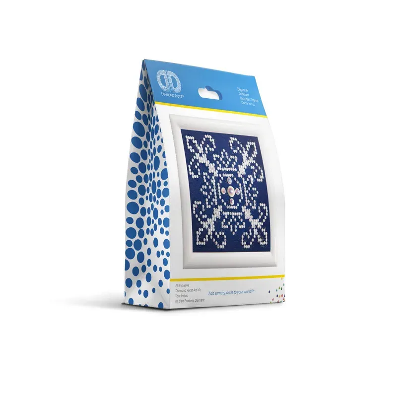 Kit broderie diamant blanc sur bleu avec cadre