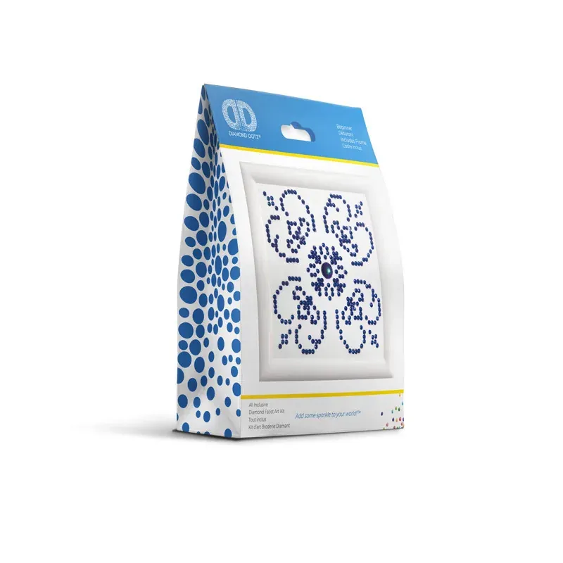 Kit broderie diamant Bleu sur blanc avec cadre, 12 x 12 cm