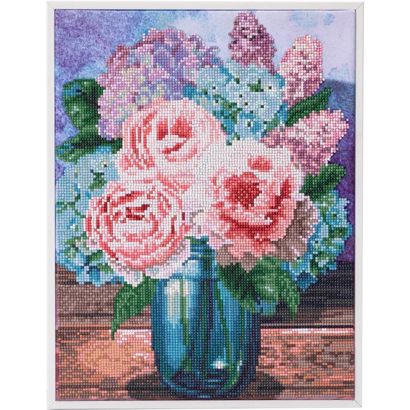 Kit broderie diamant bouquet pastel, 42 x 32 cm