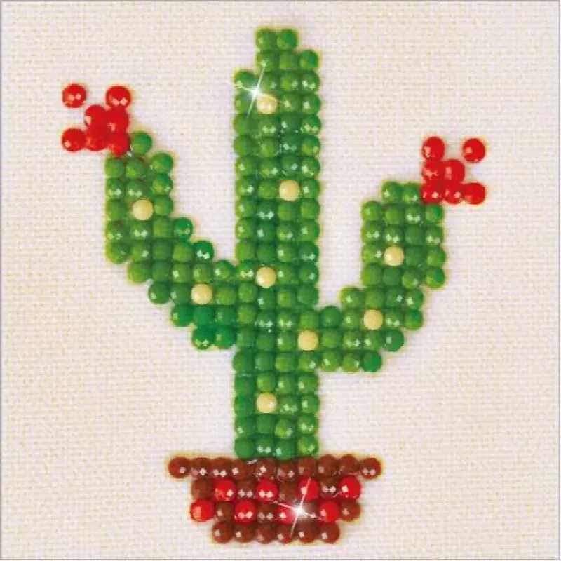 Kit broderie diamant cactus débutant, 7 x 7 cm