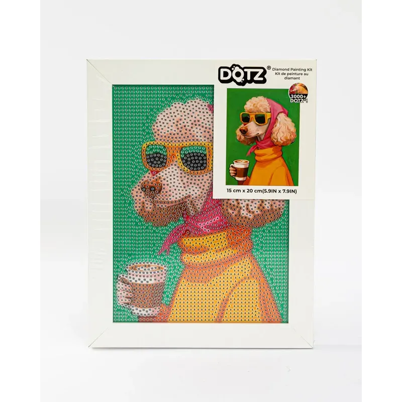 Kit broderie diamant caniche rétro avec cadre