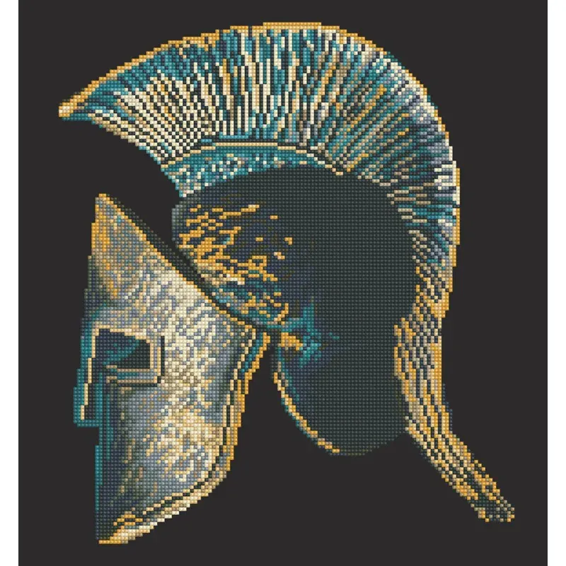 Kit broderie diamant casque spartiate, 41 x 44 cm