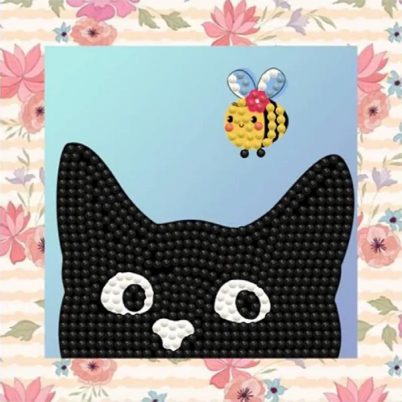 Kit broderie diamant chat espiègle, 13 x 13 cm