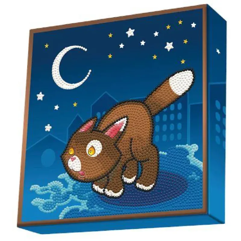 Kit broderie diamant chat sans peur, boîte 22 x 22 cm